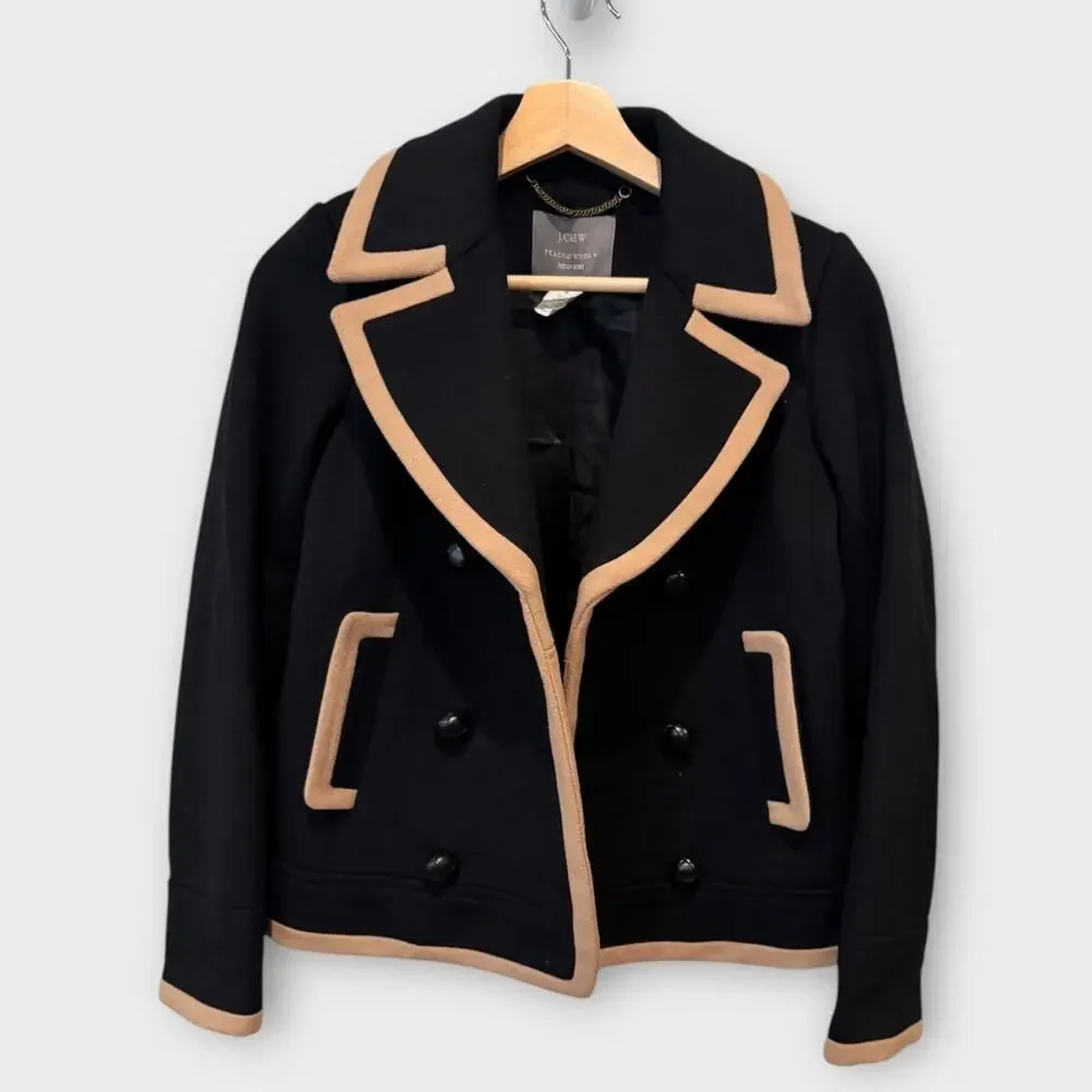 J. Crew Peacoat Wool by Nello Gori black tan Size 00